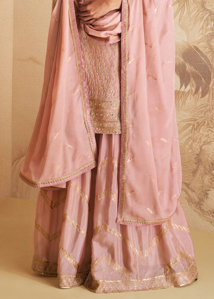 Dusty Pink Embroidered Sharara