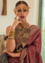 Earthy Red Organza Silk Saree