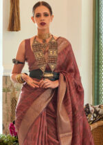 Earthy Red Organza Silk Saree