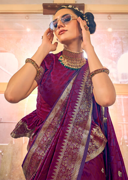 Garnet Purple Kanjivaram Saree