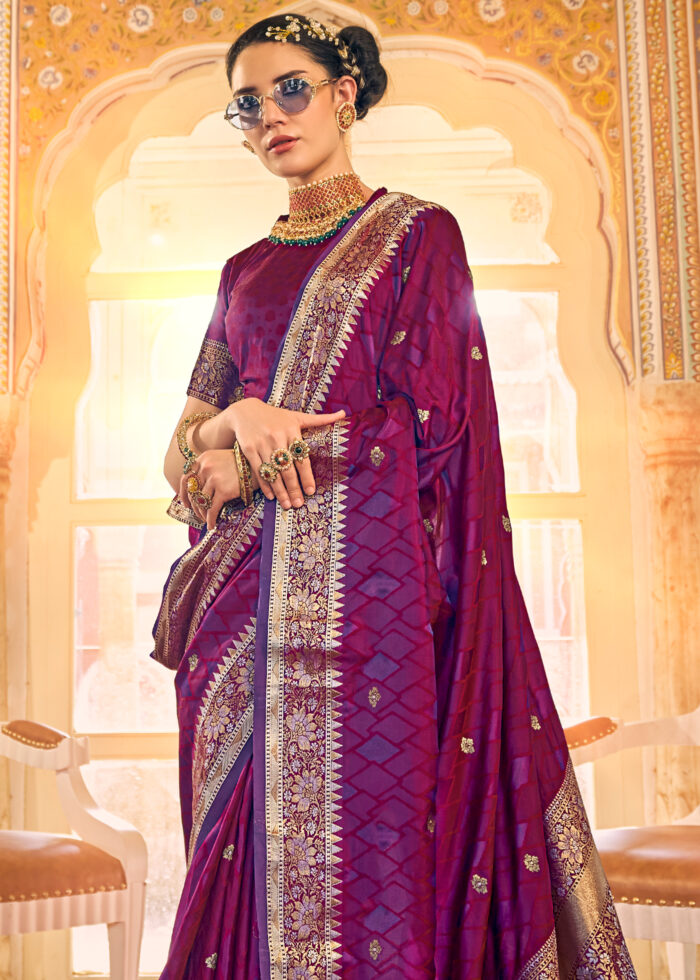 Garnet Purple Kanjivaram Saree