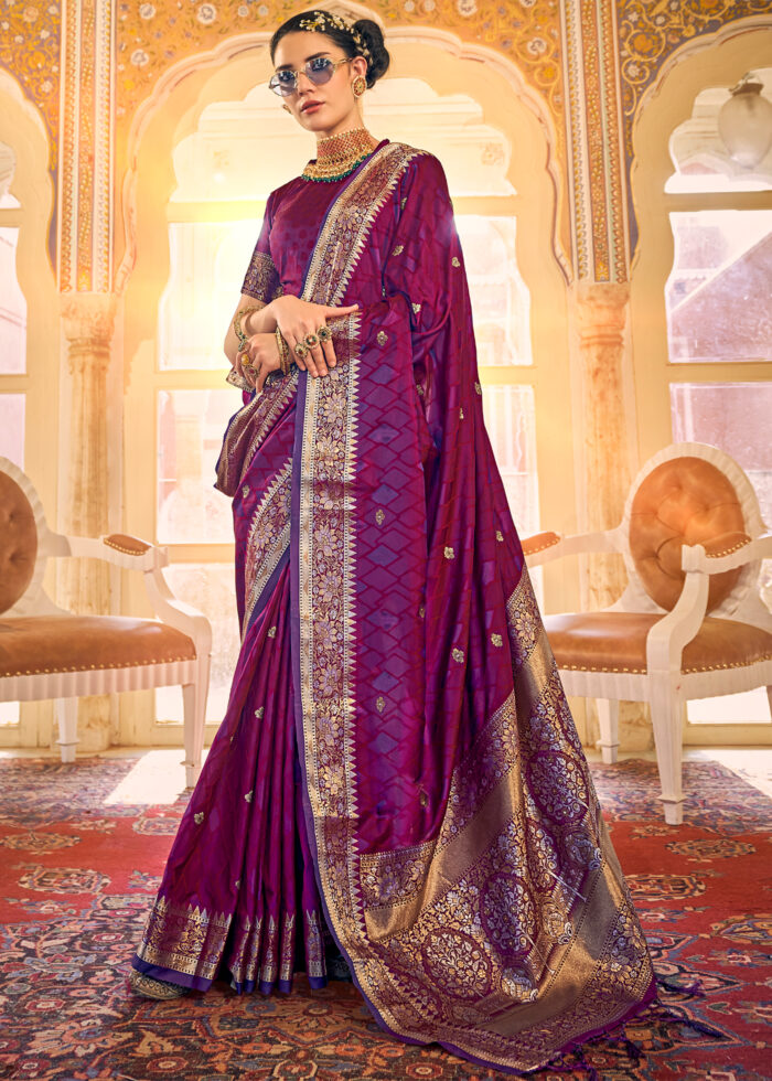 Garnet Purple Kanjivaram Saree