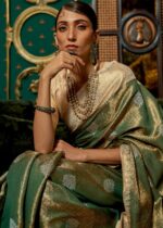 Green & Beige Banarasi Saree