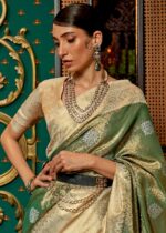 Green & Beige Banarasi Saree