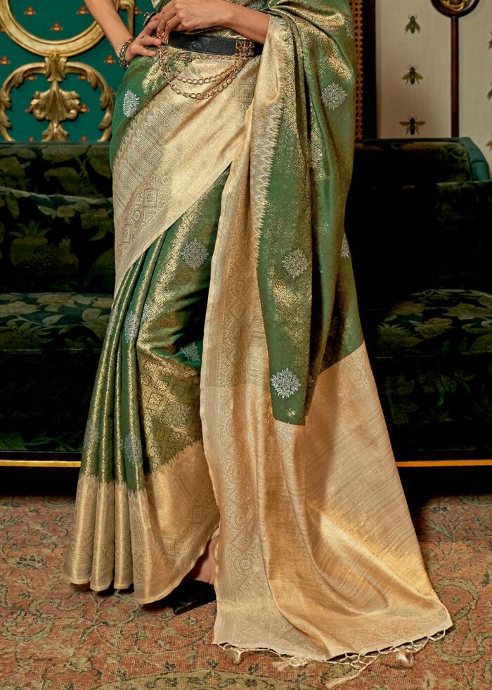 Green & Beige Banarasi Saree