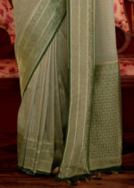 Green Zari Woven Georgette Saree