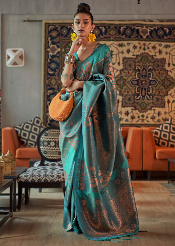 Horizon Blue Banarasi Saree