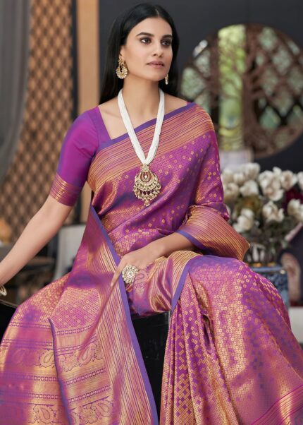 Jamun Purple Kanjivaram Silk Saree