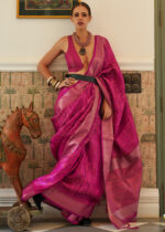 Magenta Organza Silk Saree