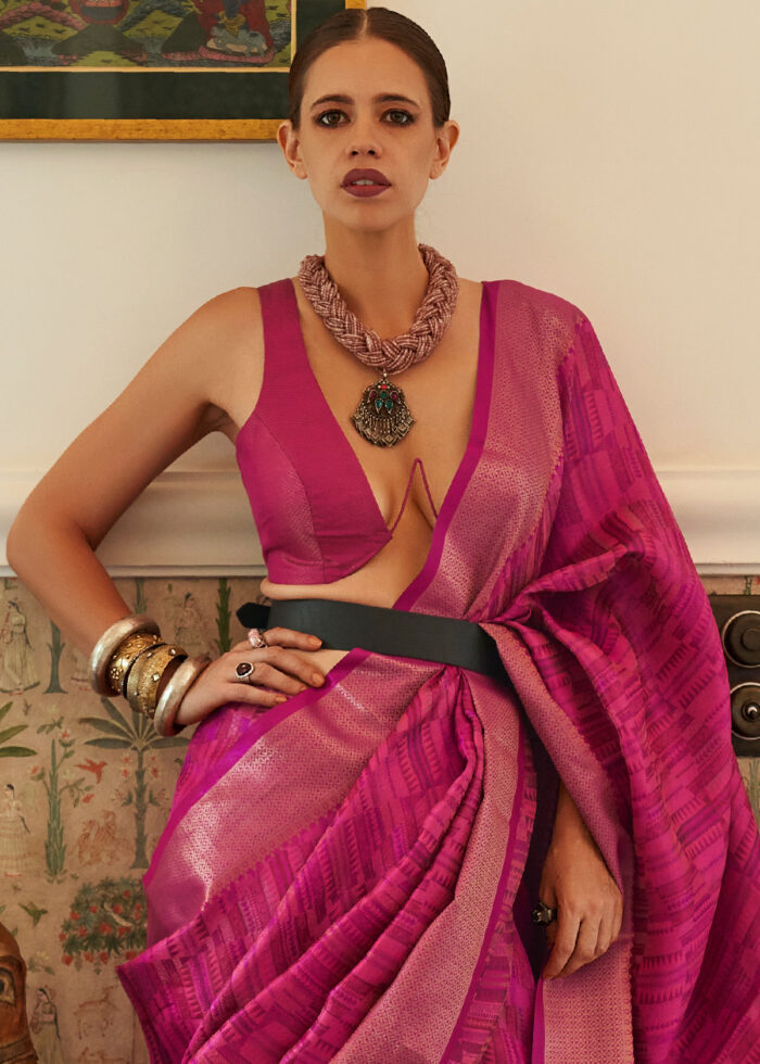 Magenta Pink Organza Silk Saree