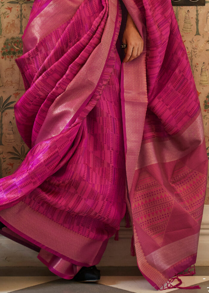 Magenta Pink Organza Silk Saree