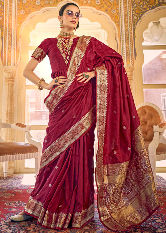 Maroon Kanjivaram Silk Saree