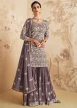 Mauve Embroidered Sharara Suit