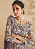 Mauve Embroidered Sharara Suit