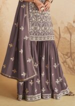 Mauve Embroidered Sharara Suit