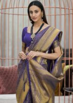 Midnight Blue Kanjivaram Silk Saree