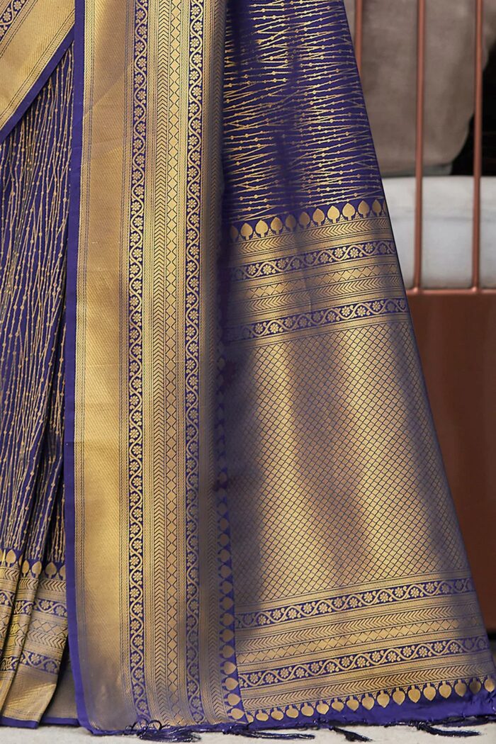 Midnight Blue Kanjivaram Silk Saree