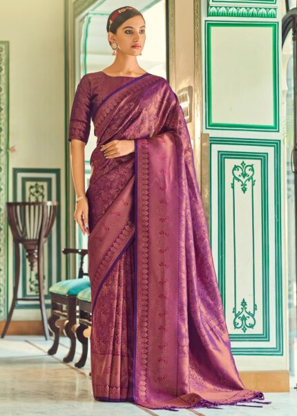 Natural Purple Kanjivaram Saree