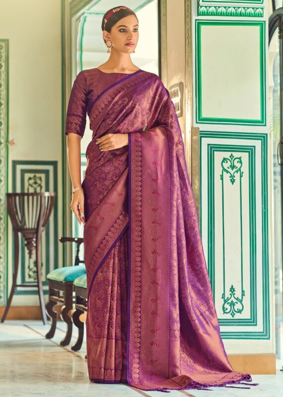 Natural Purple Kanjivaram Saree