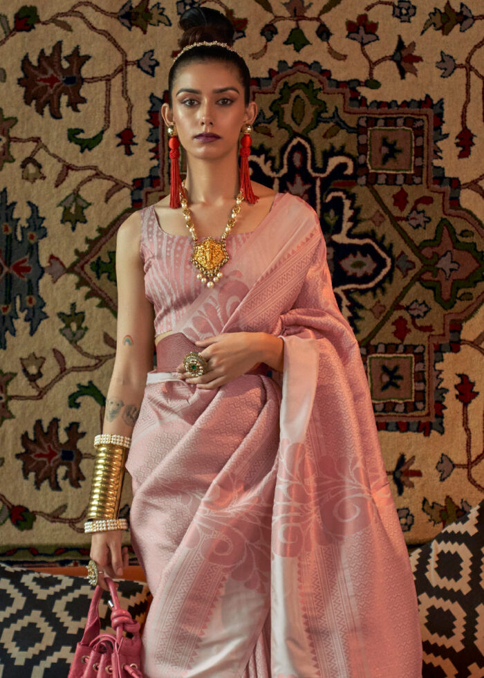 Pearl Pink Banarasi Saree