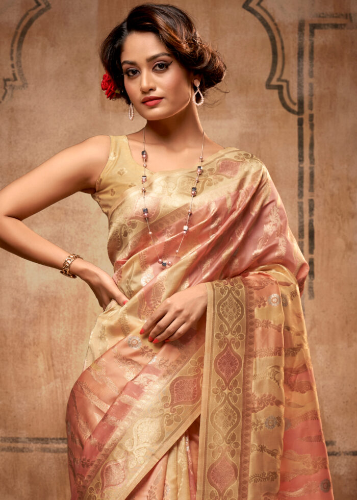 Plum Pink Banarasi Organza Saree