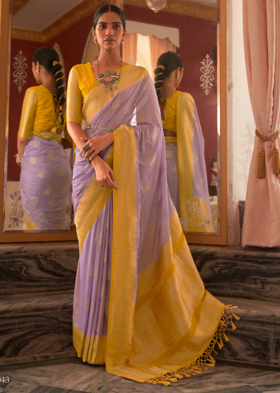 Purple Zari Woven Georgette Saree