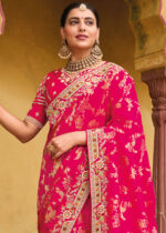 Raspberry Pink Banarasi Saree