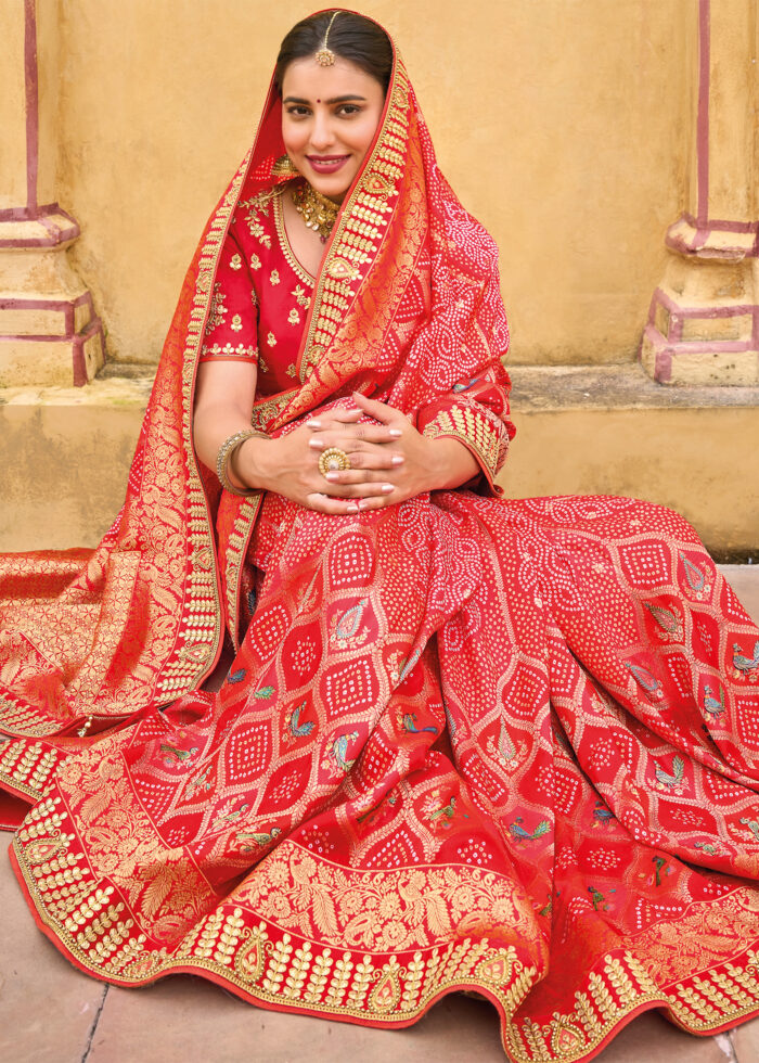 Red Bridal Banarasi Saree