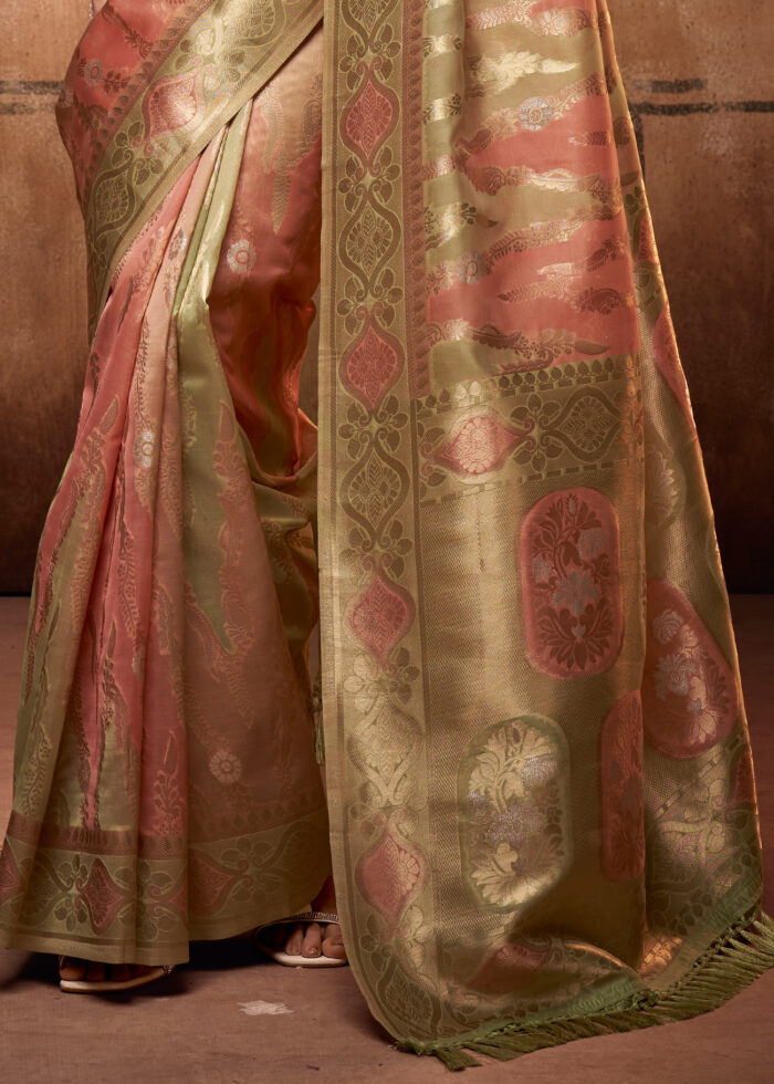 Rose Pink Banarasi Organza Saree