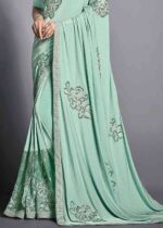 Seafoam Green Designer Lycra Saree