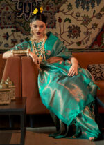 Teal Blue Banarasi Saree