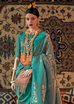 Teal Blue Banarasi Saree