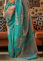 Teal Blue Banarasi Saree