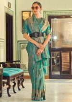 Teal Green Kanjivaram Saree