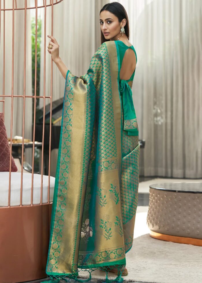 Viridian Green Kanjivaram Silk Saree