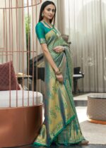 Viridian Green Kanjivaram Silk Saree