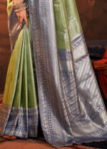 Basil Green Woven Kanjivaram Silk Saree