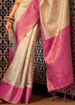 Beige Banarasi Silk Saree