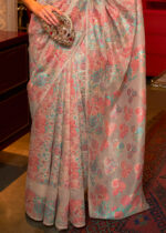 Beige Kashmiri Jamawar Silk Saree