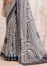 Black White Designer Sequins Saree