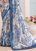 Blue White Designer Sequins Saree