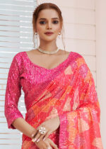 Cerise Pink Designer Sequins Saree