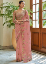 Contessa Pink Embroidered Organza Saree