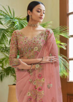 Contessa Pink Embroidered Organza Saree