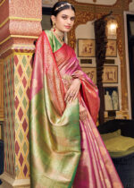 Dusty Pink Banarasi Tissue Silk Saree