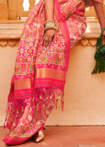 Flamingo Pink Printed Patola Saree