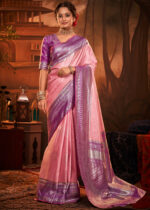 Flamingo Pink Woven Kanjivaram Silk Saree