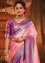 Flamingo Pink Woven Kanjivaram Silk Saree