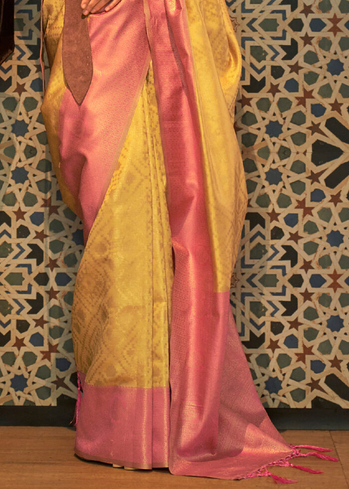 Golden Yellow Banarasi Silk Saree