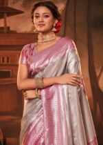 Gray Woven Kanjivaram Silk Saree